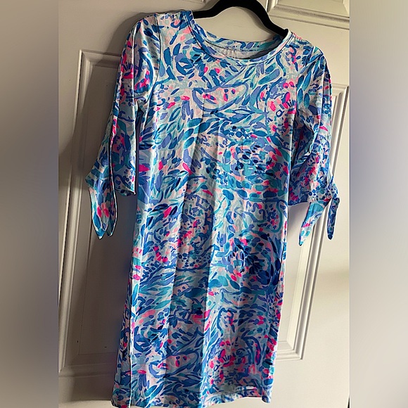 NWOT Lilly Pulitzer Preston Dress With Tie Sleeves In Breakaway TWave Party - Picture 9 of 15